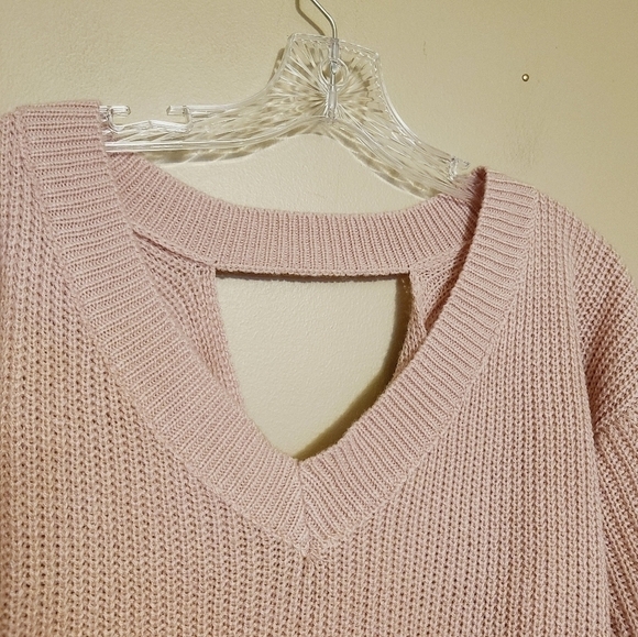 Shein Curve | Women's Baby Pink Wrap Cross Back Drop Shoulder Sweater (Size 0X) - Picture 5 of 12